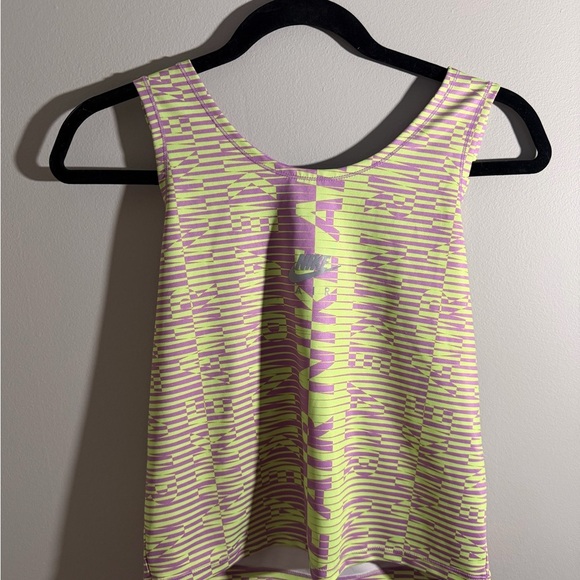 Nike Tops - Nike Air Neon Yellow & Purple Racerback Crop Athletic Tank Top